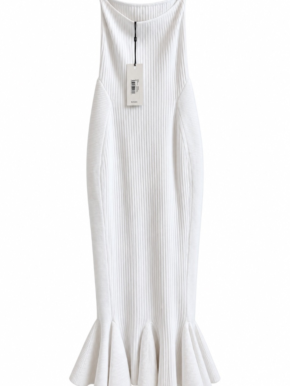 Retrofête White Ribbed Mermaid Maxi Dress NWT